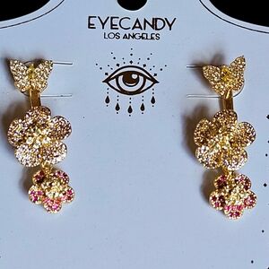 🦋🌸👁️🍬Butterfly Floral Eye Candy Brand Earrings - NWT🍬👁️🌸🦋
